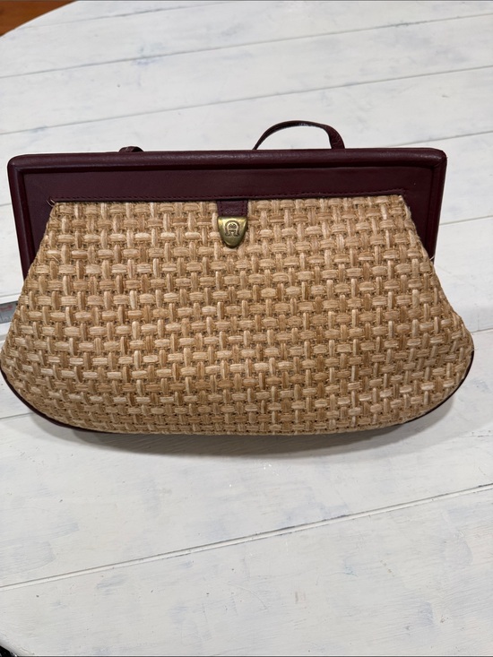 Etienne Aigner Handbags - Etienne Aigner Natural Raffia Tote with Dark Brown Trim